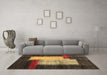 Machine Washable Abstract Brown Contemporary Rug in a Living Room,, wshcon1515brn