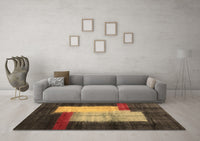 Machine Washable Abstract Brown Contemporary Rug, wshcon1515brn