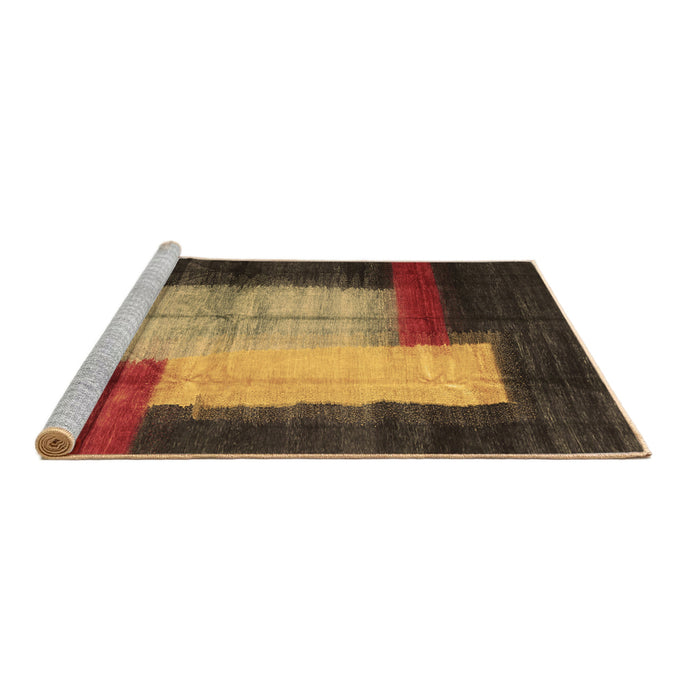 Sideview of Machine Washable Abstract Brown Contemporary Rug, wshcon1515brn