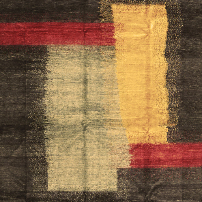 Machine Washable Abstract Brown Contemporary Rug, wshcon1515brn