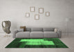 Machine Washable Abstract Emerald Green Contemporary Area Rugs in a Living Room,, wshcon1515emgrn