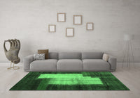 Machine Washable Abstract Emerald Green Contemporary Rug, wshcon1515emgrn