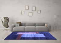 Machine Washable Abstract Blue Contemporary Rug, wshcon1515blu