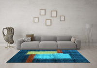 Machine Washable Abstract Light Blue Contemporary Rug, wshcon1515lblu