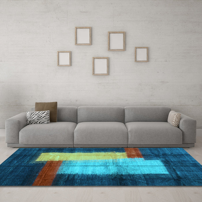 Machine Washable Abstract Light Blue Contemporary Rug in a Living Room, wshcon1515lblu