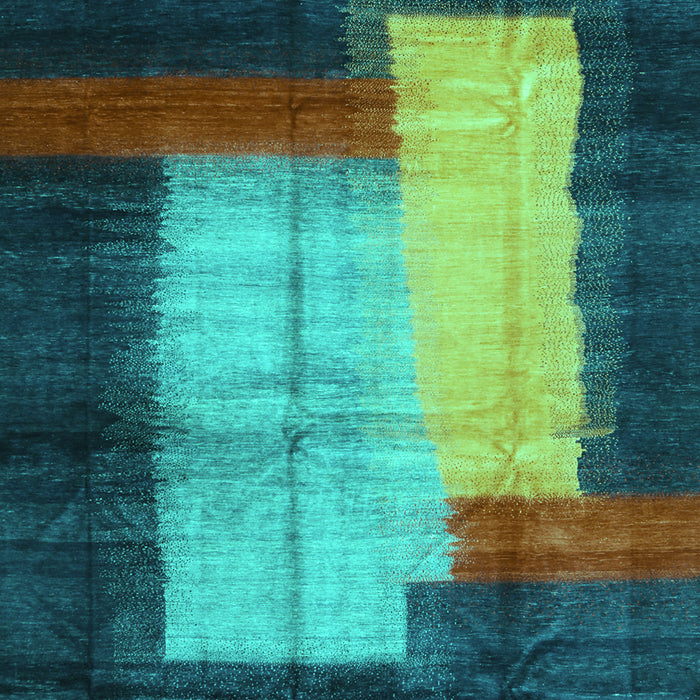Machine Washable Abstract Turquoise Contemporary Area Rugs, wshcon1515turq