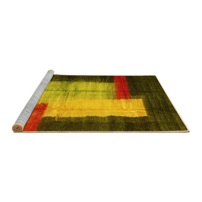 Sideview of Machine Washable Abstract Yellow Contemporary Rug, wshcon1515yw
