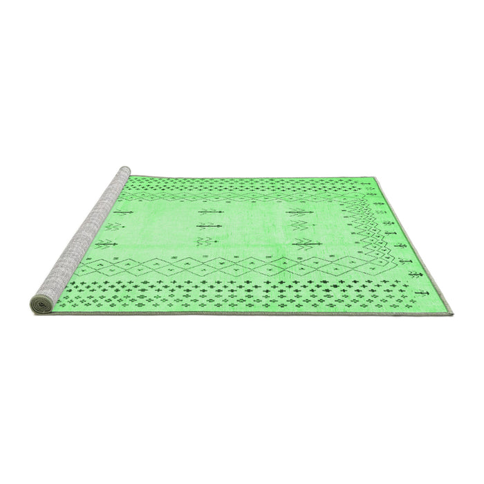 Sideview of Machine Washable Solid Emerald Green Modern Area Rugs, wshcon1516emgrn
