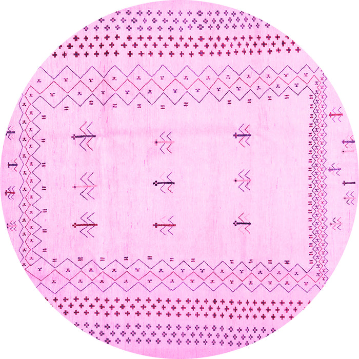 Round Solid Pink Modern Rug, con1516pnk