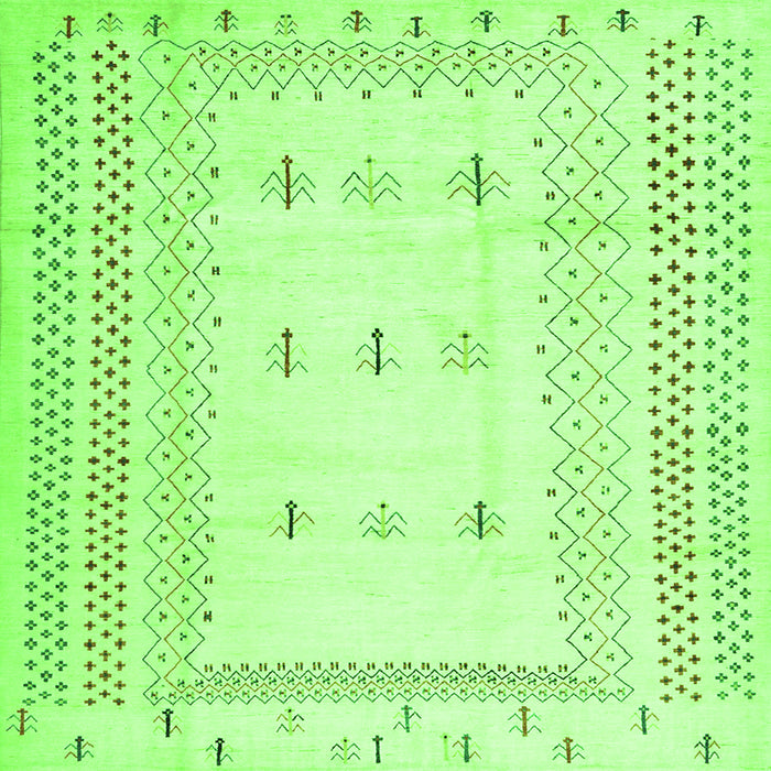 Serging Thickness of Solid Green Modern Rug, con1516grn