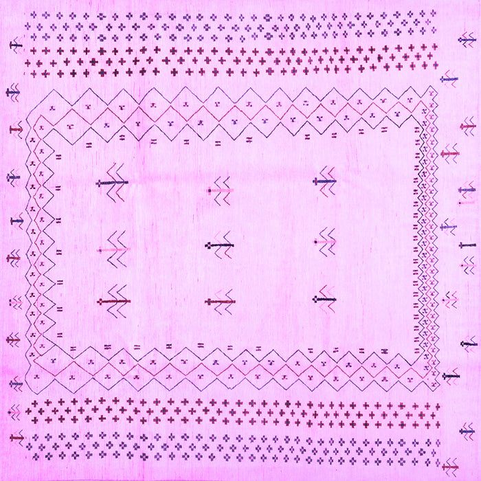 Square Machine Washable Solid Purple Modern Area Rugs, wshcon1516pur