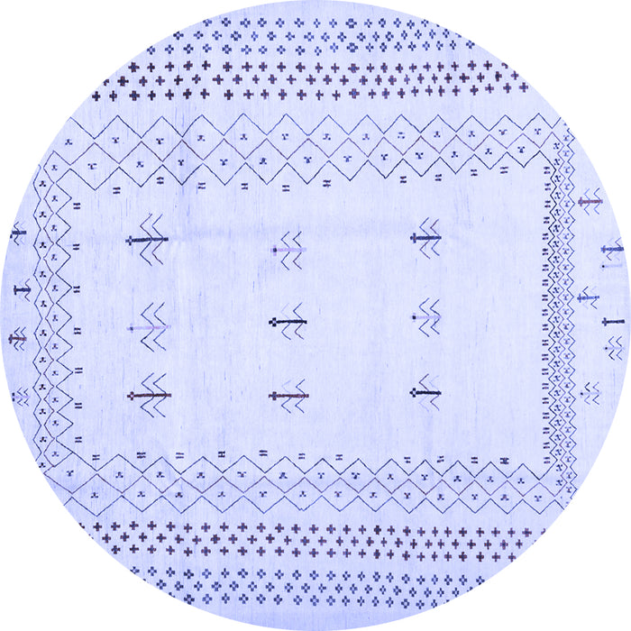 Round Machine Washable Solid Blue Modern Rug, wshcon1516blu