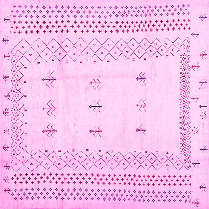 Square Machine Washable Solid Pink Modern Rug, wshcon1516pnk