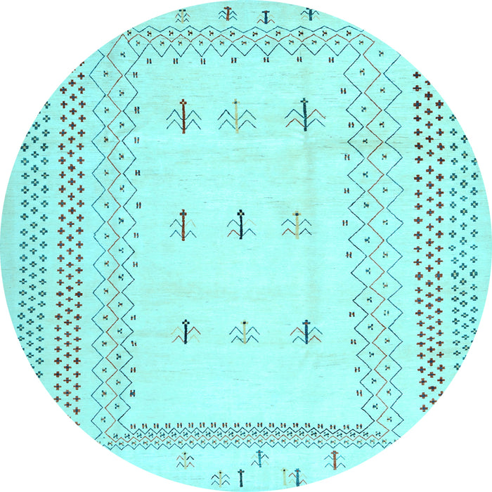 Round Machine Washable Solid Light Blue Modern Rug, wshcon1516lblu