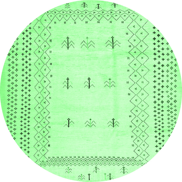 Round Machine Washable Solid Emerald Green Modern Area Rugs, wshcon1516emgrn