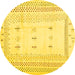 Round Solid Yellow Modern Rug, con1516yw