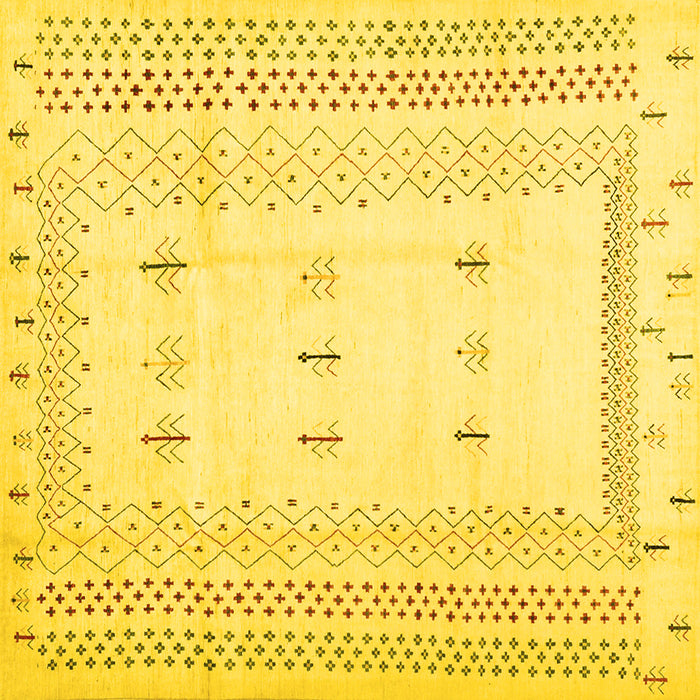 Square Solid Yellow Modern Rug, con1516yw