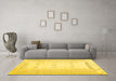 Machine Washable Solid Yellow Modern Rug in a Living Room, wshcon1516yw