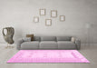 Machine Washable Solid Pink Modern Rug in a Living Room, wshcon1516pnk
