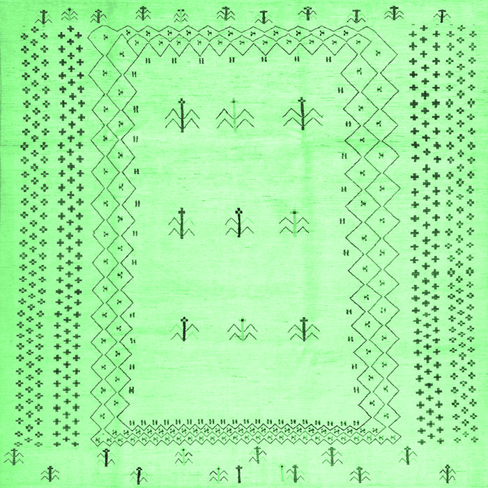 Square Machine Washable Solid Emerald Green Modern Area Rugs, wshcon1516emgrn