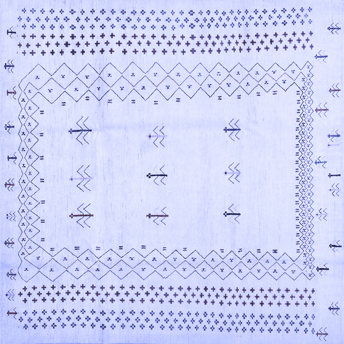 Square Machine Washable Solid Blue Modern Rug, wshcon1516blu