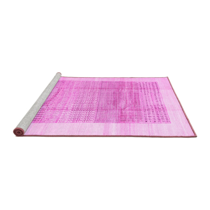 Sideview of Machine Washable Solid Pink Modern Rug, wshcon1517pnk