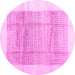 Round Machine Washable Solid Pink Modern Rug, wshcon1517pnk