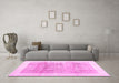 Machine Washable Solid Pink Modern Rug in a Living Room, wshcon1517pnk