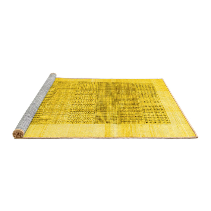 Sideview of Machine Washable Solid Yellow Modern Rug, wshcon1517yw