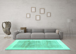Machine Washable Solid Turquoise Modern Area Rugs in a Living Room,, wshcon1517turq