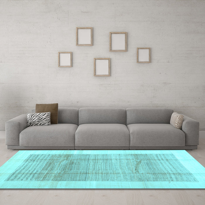 Machine Washable Solid Light Blue Modern Rug in a Living Room, wshcon1517lblu