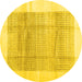 Round Solid Yellow Modern Rug, con1517yw