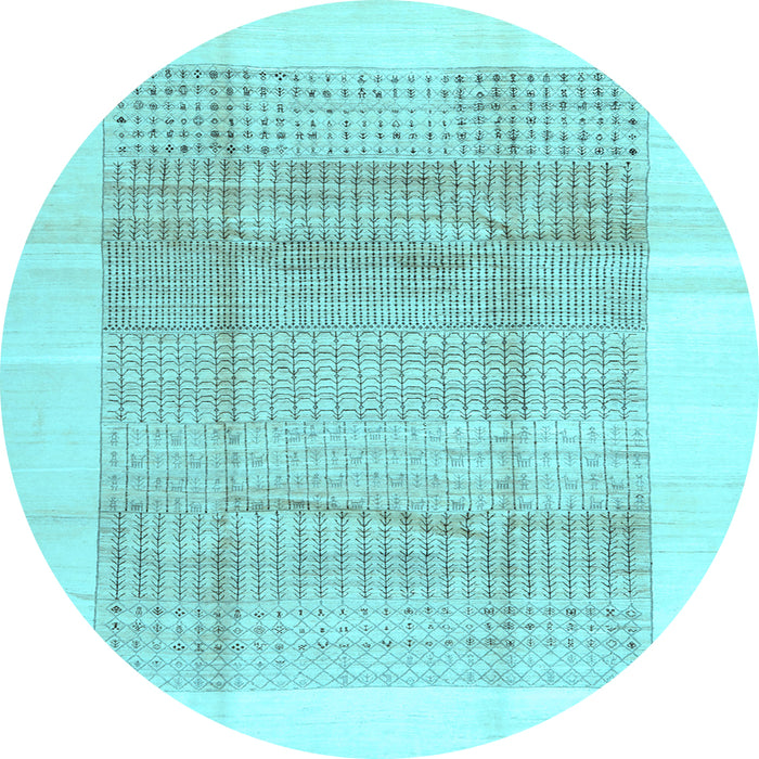 Round Machine Washable Solid Light Blue Modern Rug, wshcon1517lblu