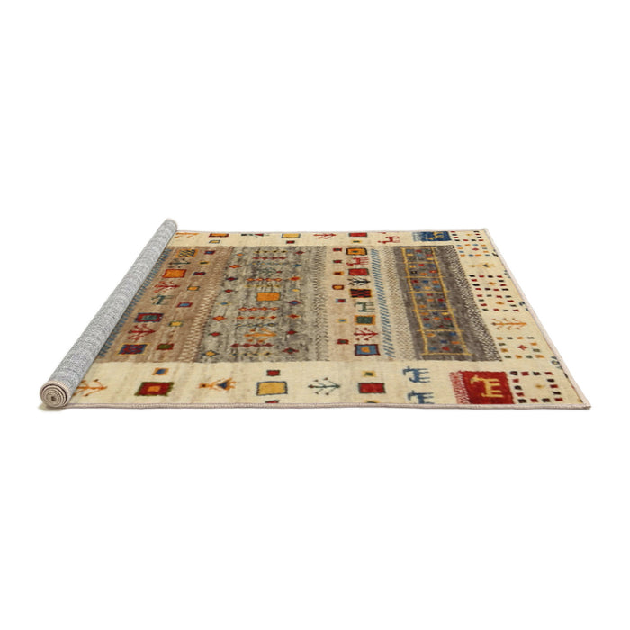 Serging Thickness of Machine Washable Contemporary Gold Brown Rug, wshcon1518