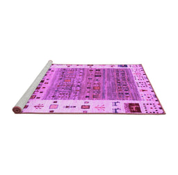 Sideview of Machine Washable Abstract Purple Contemporary Area Rugs, wshcon1518pur