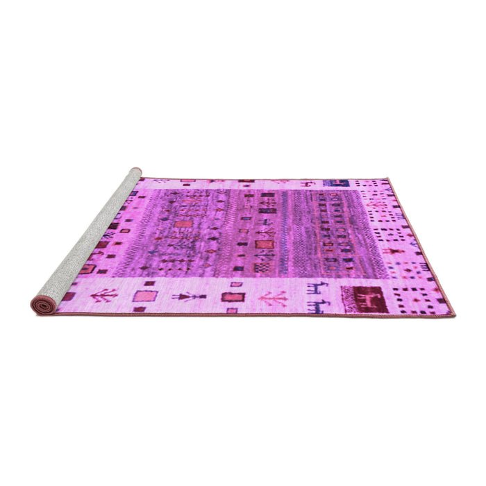 Sideview of Machine Washable Abstract Purple Contemporary Area Rugs, wshcon1518pur