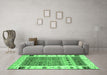 Machine Washable Abstract Emerald Green Contemporary Area Rugs in a Living Room,, wshcon1518emgrn