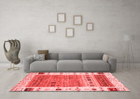 Machine Washable Abstract Red Contemporary Rug, wshcon1518red