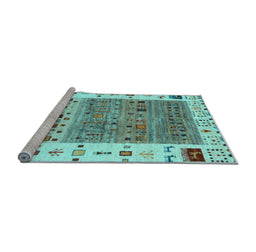 Sideview of Machine Washable Abstract Light Blue Contemporary Rug, wshcon1518lblu