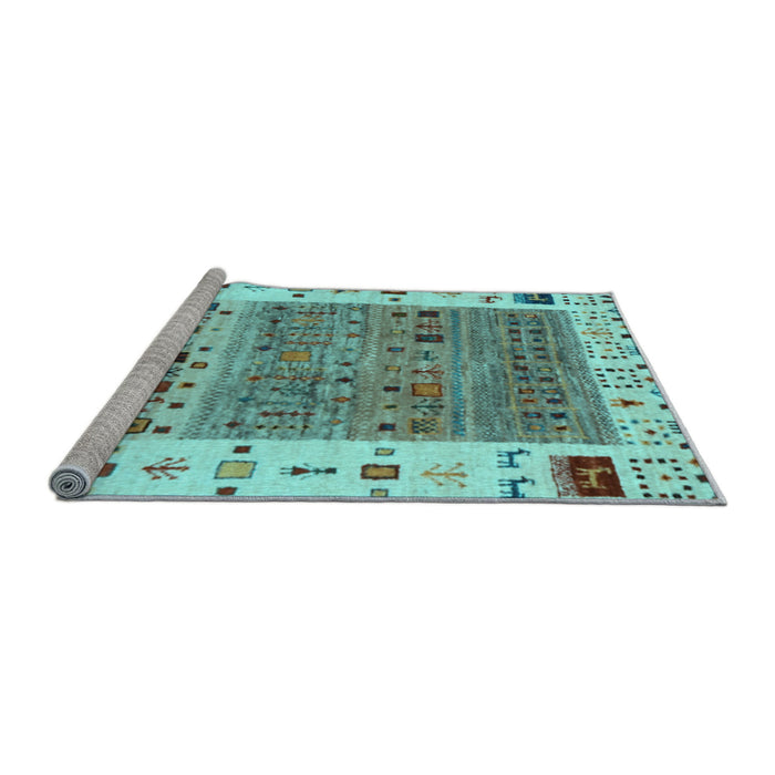 Sideview of Machine Washable Abstract Light Blue Contemporary Rug, wshcon1518lblu