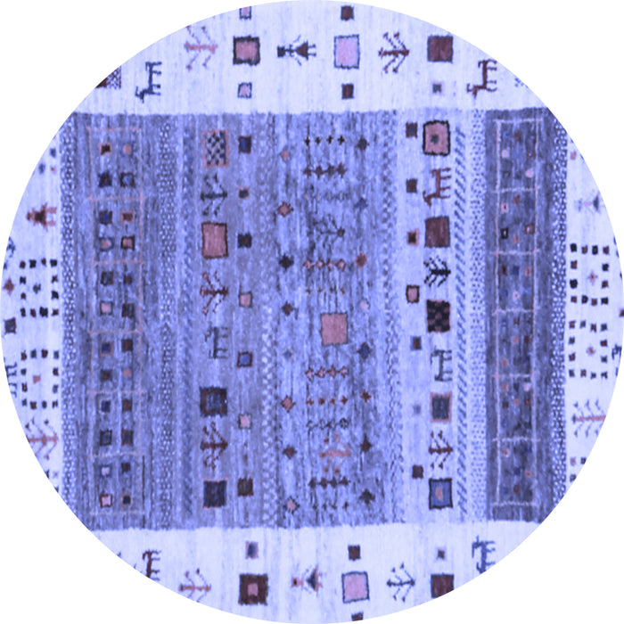 Round Machine Washable Abstract Blue Contemporary Rug, wshcon1518blu