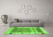 Machine Washable Abstract Green Contemporary Area Rugs in a Living Room,, wshcon1518grn