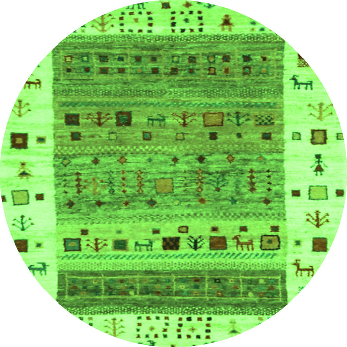 Square Abstract Green Contemporary Rug, con1518grn