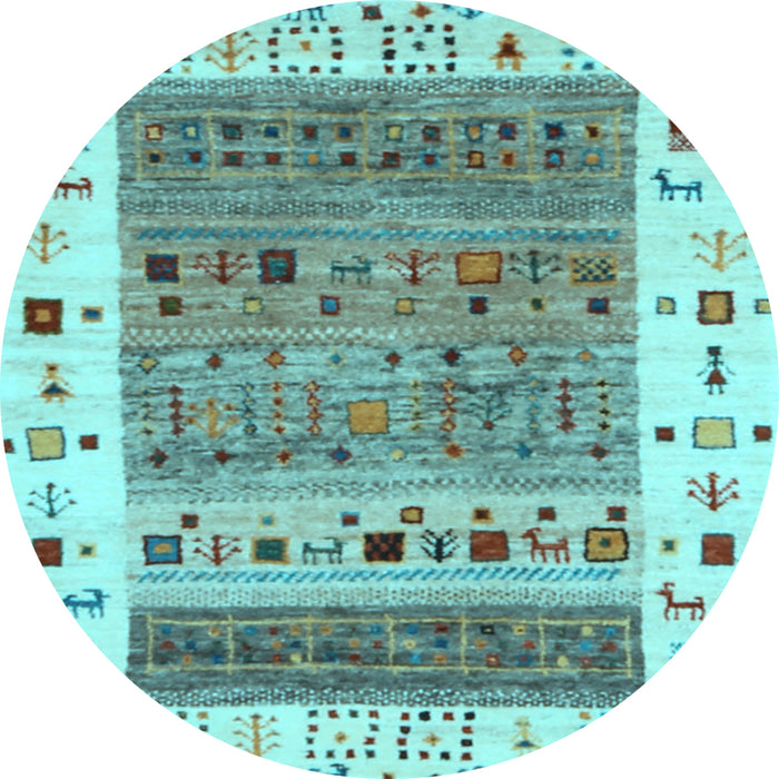 Round Abstract Light Blue Contemporary Rug, con1518lblu