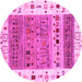 Round Machine Washable Abstract Pink Contemporary Rug, wshcon1518pnk