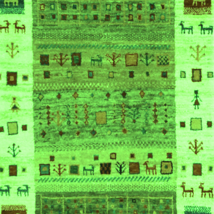 Serging Thickness of Machine Washable Abstract Green Contemporary Area Rugs, wshcon1518grn
