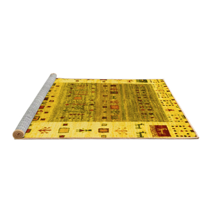 Sideview of Machine Washable Abstract Yellow Contemporary Rug, wshcon1518yw