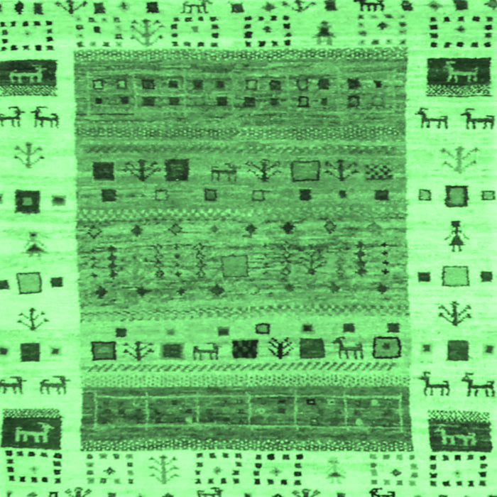 Square Abstract Emerald Green Contemporary Rug, con1518emgrn