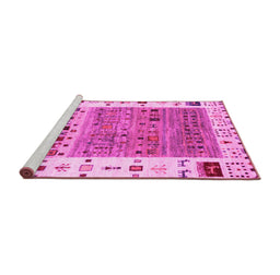Sideview of Machine Washable Abstract Pink Contemporary Rug, wshcon1518pnk