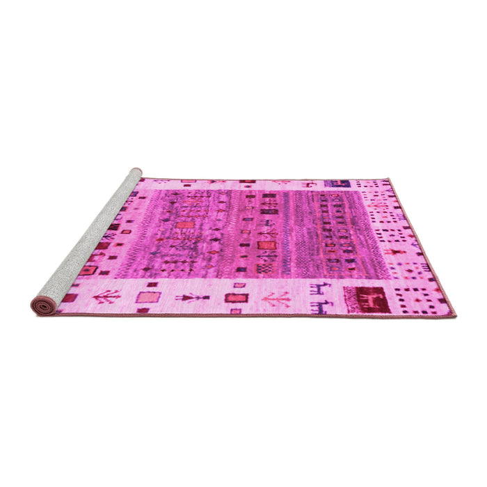 Sideview of Machine Washable Abstract Pink Contemporary Rug, wshcon1518pnk